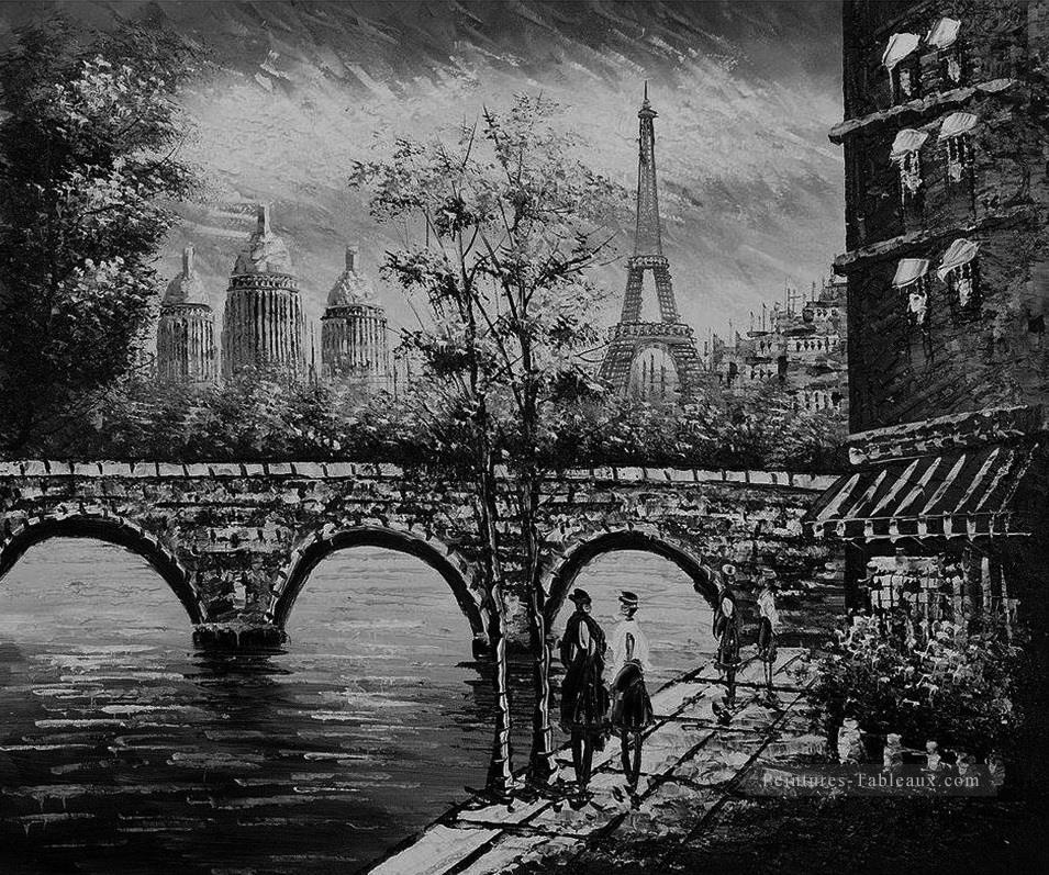 Noire et blanche Tour Eiffel Noire et blanche Peintures à l'huile